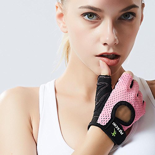 VERTAST Guantes de Gimnasio con Agarre Acolchado sin Dedos para Levantamiento de Pesas Entrenamiento Combinado Ciclismo Crossfit, para Mujer y Hombre, Rosa, S