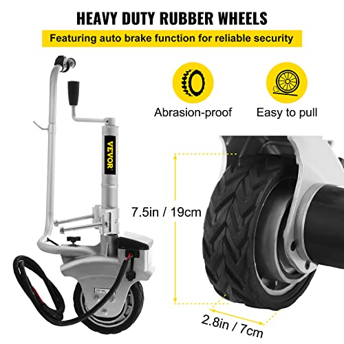 VEVOR Ruedas para Remolque 12 V / 350 W, Rueda Jockey Caravana con Diámetro de La Llanta 190 mm, Rueda Jockey Remolque Altura Ajustable, Rueda Jockey Motorizada Construcción de Aleación de Aluminio