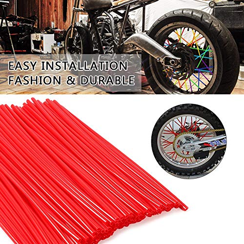 VGEBY 36Pcs Spoke Skins Cubierta del Radio de la Rueda para Motocross, Bicis de de la Suciedad -10 Colores(Color: Rojo )