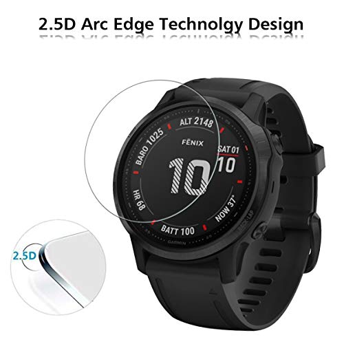 VGUARD 4 Piezas Protector de Pantalla para Garmin Fenix 6S Solar y Fenix 6S Pro y Sapphire y Solar Editions 42mm, Cristal Vidrio Templado Premium, 9H Dureza, Antiarañazos, Sin Burbujas