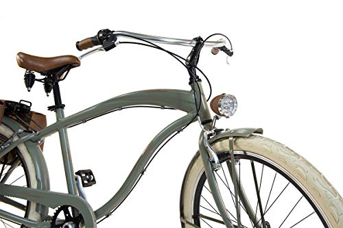 Via Veneto by Canellini Bicicleta Bici Citybike CTB Hombre Vintage Via Veneto American Cruiser Aluminio (Verde Mat)