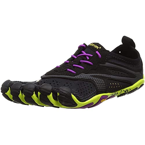 Vibram FiveFingers V-Run, Zapatillas Mujer, Multicolor (Black/yellow/purple), 39 EU