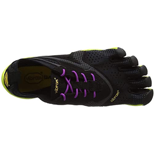 Vibram FiveFingers V-Run, Zapatillas Mujer, Multicolor (Black/yellow/purple), 42 EU