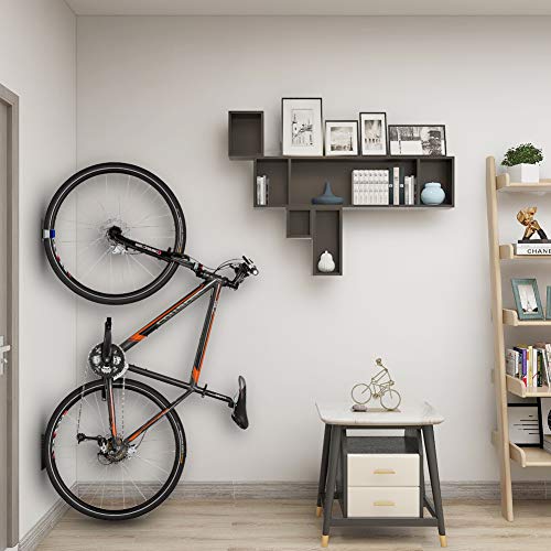 VICKSONGS Soporte Bicicletas de Pared para Colgar Bicicleta [Max. 35KG] para Bicicleta de Carretera, MTB Gancho de Pared con Ángulo de Apoyo y Almohadillas de Protección de Pared Soporte Bicicleta (A)