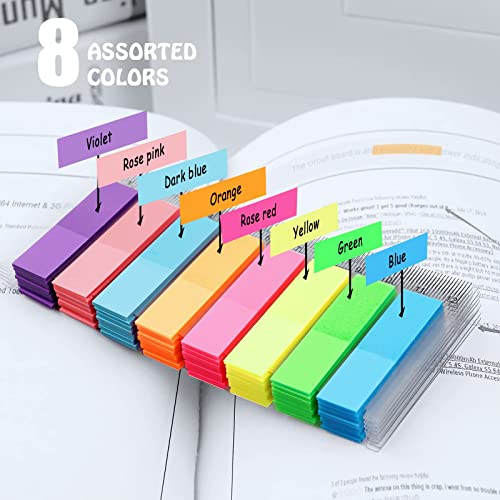 Vicloon Marcadores Adhesivos, 1280pcs Índice Pestañas, 8 Colores, Rectángulo Notas Adhesivas Índices para Oficina, Hogar,Escuela