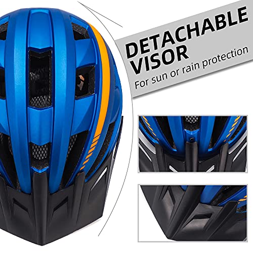 VICTGOAL Casco Bicicleta Casco de MTB con Gafas de Seguridad Magnéticas Extraíbles Visor Desmontable Casco Ligero para Adultos (Azul)