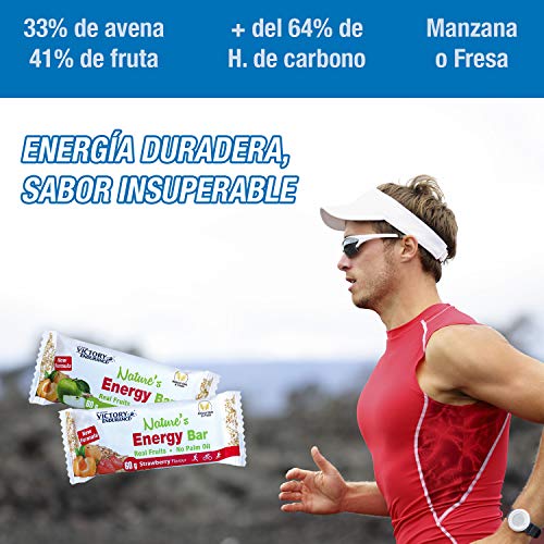 Victory Endurance Nature´s Energy Bar Fresa 60g, barrita energética con un 41% Frutas y 64% de hidratos de carbono, gran sabor y energía