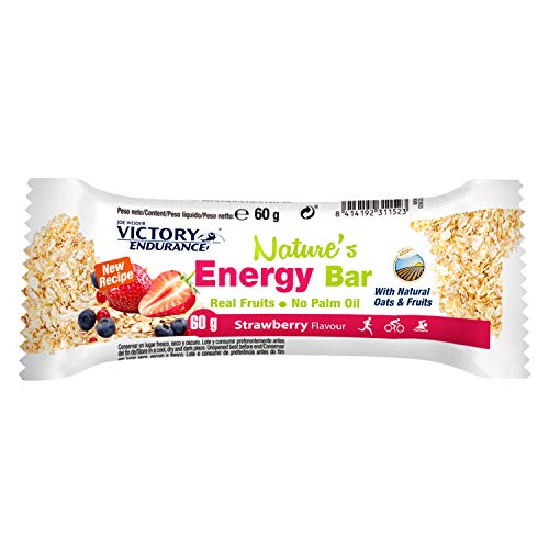 Victory Endurance Nature´s Energy Bar Fresa 60g, barrita energética con un 41% Frutas y 64% de hidratos de carbono, gran sabor y energía