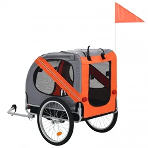 vidaXL Remolque de Bicicleta para Perros Naranja y Gris