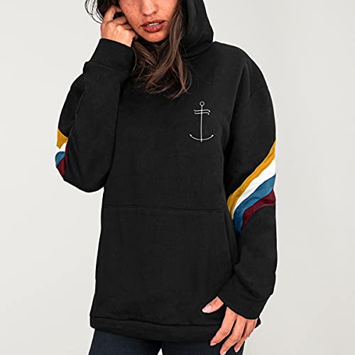 VIENTO Rush Dream Anchor Sudadera para Mujer (Negro, M)