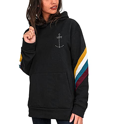 VIENTO Rush Dream Anchor Sudadera para Mujer (Negro, M)