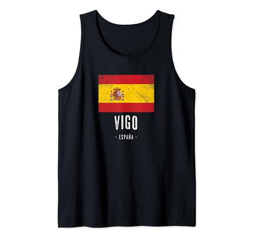 Vigo España | Souvenir Linda Ciudad - Bandera Española - Camiseta sin Mangas