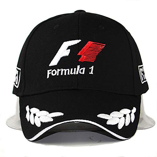 VIIMON Hombres de Fórmula 1 Gorras de Béisbol Negro F1 3D Bordado Sombreros Motociclismo Racing Gorras Ajustable Deportes Al Aire Libre Sombrero de Sol Gorro