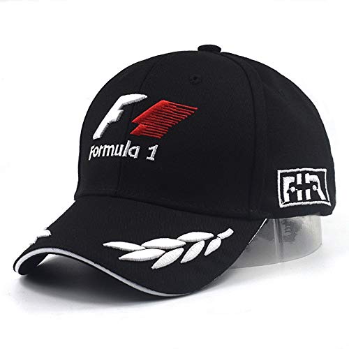 VIIMON Hombres de Fórmula 1 Gorras de Béisbol Negro F1 3D Bordado Sombreros Motociclismo Racing Gorras Ajustable Deportes Al Aire Libre Sombrero de Sol Gorro