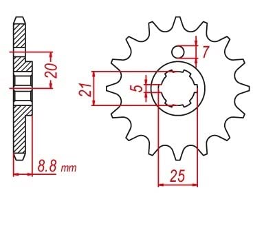 VIKOMN Piñón Delantero de la Motocicleta Piñón 520 Cadena 14T Ajuste para Kawasaki KDX250 KX250 KX420 KX500 KE250 Husqvarna CR250 WR250 Cagiva WMX250 Piñones