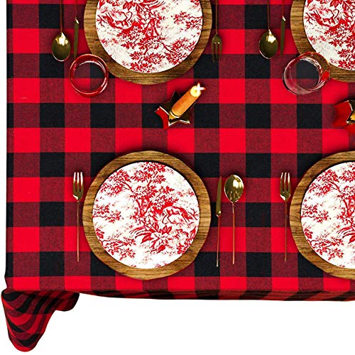 VIMUKUN Mantel a Cuadros navideños, Fiesta de Año Nuevo Fiesta Inicio Decoración Diaria Diseño Cena Mesa Cubierta 213x153cm Ideal para 4-6 Cubiertos Negro Rojo Tartán