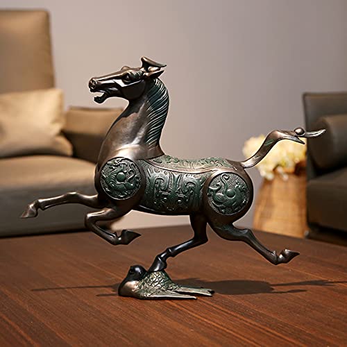 Vinbcorw Estatua de Caballo Deco Bronce Art-Retro Caballo-Estatua Antigua polyresin Figura de Caballo Decorativa con Significado de éxito, Adorno de colección de Animales para decoración,M