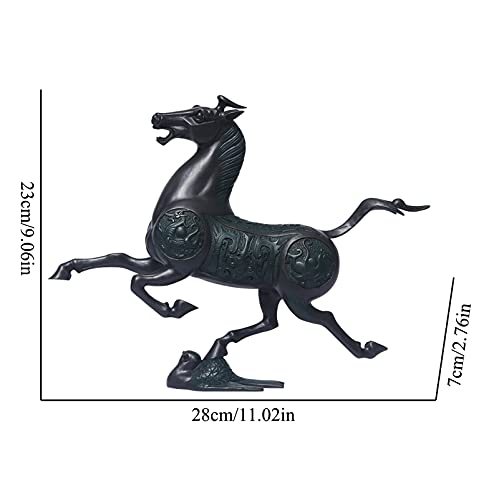 Vinbcorw Estatua de Caballo Deco Bronce Art-Retro Caballo-Estatua Antigua polyresin Figura de Caballo Decorativa con Significado de éxito, Adorno de colección de Animales para decoración,M