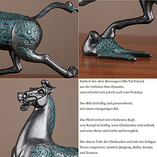 Vinbcorw Estatua de Caballo Deco Bronce Art-Retro Caballo-Estatua Antigua polyresin Figura de Caballo Decorativa con Significado de éxito, Adorno de colección de Animales para decoración,M