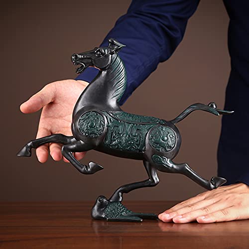 Vinbcorw Estatua de Caballo Deco Bronce Art-Retro Caballo-Estatua Antigua polyresin Figura de Caballo Decorativa con Significado de éxito, Adorno de colección de Animales para decoración,M