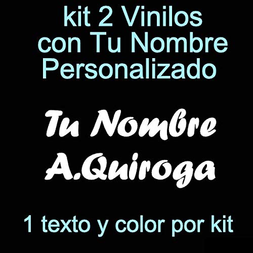 Vinilin - Pegatina Vinilo Tu Nombre o Texto Personalizado - Bici, Casco, Pala De Padel, Monopatin, Coche, Moto, etc. Kit de Dos Vinilos (Blanco)