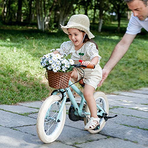 Vintage Bicicletas Niños, Niño De La Bicicleta con Ruedas De Entrenamiento De Los Niños, para Las Edades De 3-8 Años Niñas Y Niños (Pink, 14")