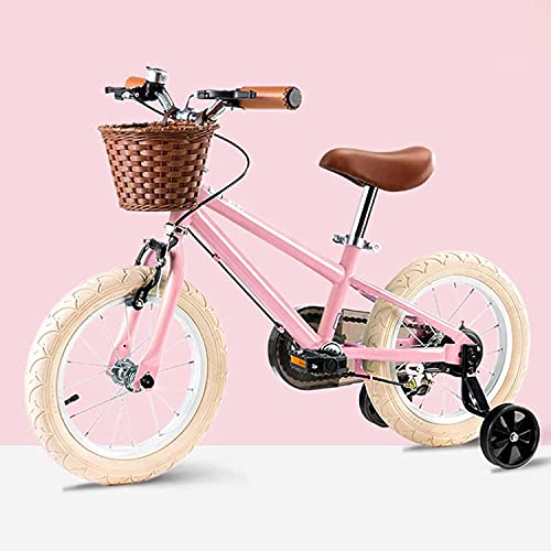 Vintage Bicicletas Niños, Niño De La Bicicleta con Ruedas De Entrenamiento De Los Niños, para Las Edades De 3-8 Años Niñas Y Niños (Pink, 14")