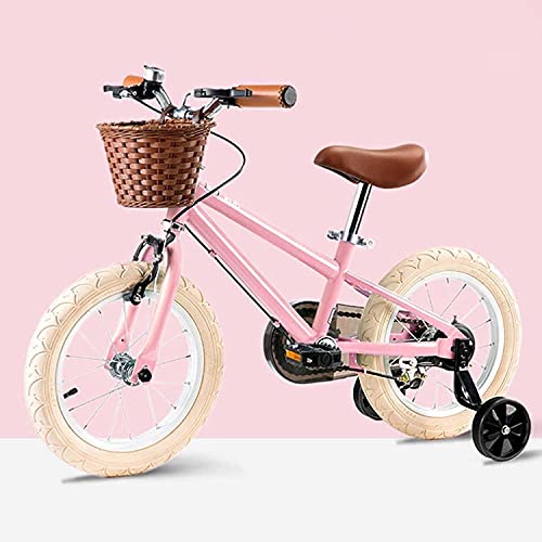 Vintage Bicicletas Niños, Niño De La Bicicleta con Ruedas De Entrenamiento De Los Niños, para Las Edades De 3-8 Años Niñas Y Niños (Pink, 14")