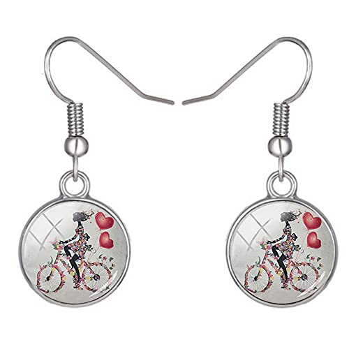 Vintage Bicicletas Pendientes Flor Mariposa Niña Antigua Bicicletas Hombres Mujeres Hipster Accesorios Boda Regalo Joyería