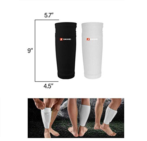 Vintree Fútbol Espinilleras Doble Capa Calcetines Fijo Manga Soccer Shin Guard Sleeves Medias elásticas Calcetines Manga Protectora Adulta Partido de Futbol Sin espinilleras plástico (Negro)