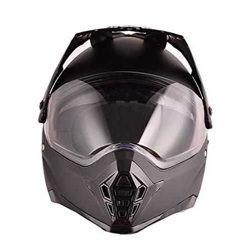 Visera Doble Casco Cross Motocicleta Casco de Motocross Casco Enduro Integral Adulto Casco MTB Descenso Bici Moto Off-Road Racing Quad Scooter Mujeres Hombres, 3 Colores,Matt Black,M