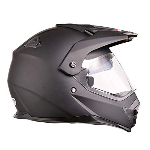 Visera Doble Casco Cross Motocicleta Casco de Motocross Casco Enduro Integral Adulto Casco MTB Descenso Bici Moto Off-Road Racing Quad Scooter Mujeres Hombres, 3 Colores,Matt Black,M