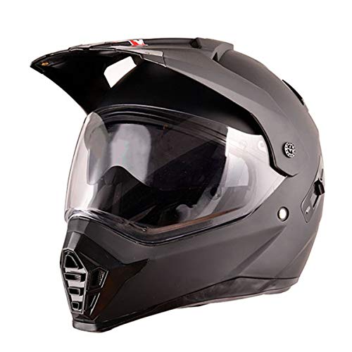 Visera Doble Casco Cross Motocicleta Casco de Motocross Casco Enduro Integral Adulto Casco MTB Descenso Bici Moto Off-Road Racing Quad Scooter Mujeres Hombres, 3 Colores,Matt Black,M