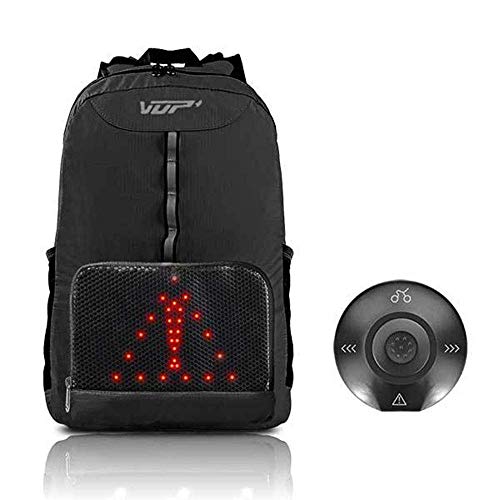 VISTANIA Mochila de Ciclismo con LED de Seguridad Luz de señal de Giro Equipo de Control Remoto inalámbrico Adecuado para Ciclismo Camping Senderismo Correr Viajes,Black