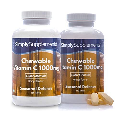 Vitamina C Masticable 1000mg - ¡Bote para 1 año! - Apto para veganos - 360 Comprimidos - SimplySupplements