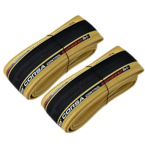 Vittoria Corsa Control G2.0 700x28C Clincher Bicycle Tire 320TPI, Skinwall and Black, 2 Tire, VT1825