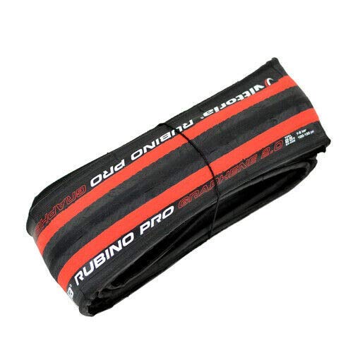 Vittoria Rubino Pro IV G2.0 Graphene Clincher Neumático 700x25C, Rojo/Negro, 2 Neumáticos, VT1854