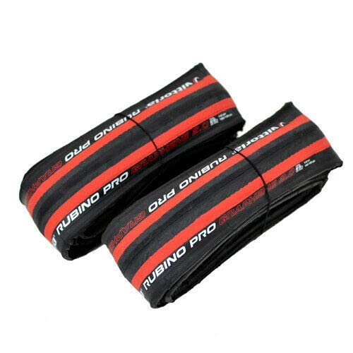 Vittoria Rubino Pro IV G2.0 Graphene Clincher Neumático 700x25C, Rojo/Negro, 2 Neumáticos, VT1854