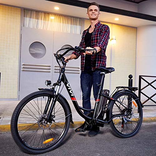 VIVI Bicicleta Eléctrica 26" Bicicleta Eléctrica de Crucero/Bicicleta Eléctrica de Ciudad 250W Bici Electrica con Batería Extraíble de 8Ah, Engranajes De 7 Velocidades (Negro)