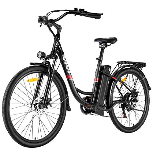 VIVI Bicicleta Eléctrica 26" Bicicleta Eléctrica de Crucero/Bicicleta Eléctrica de Ciudad 250W Bici Electrica con Batería Extraíble de 8Ah, Engranajes De 7 Velocidades (Negro)