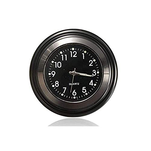 Viviance Reloj de Cuarzo para Motocicleta 7/8"Reloj de Montaje en Manillar de Bicicleta Cromado Impermeable Reloj Luminoso de Aluminio Universal para Harley Suzuki Yamaha Kawasaki etc - Negro