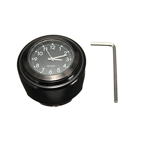 Viviance Reloj de Cuarzo para Motocicleta 7/8"Reloj de Montaje en Manillar de Bicicleta Cromado Impermeable Reloj Luminoso de Aluminio Universal para Harley Suzuki Yamaha Kawasaki etc - Negro