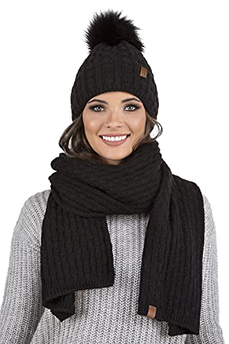 Vivisence Gorra Invernal para Mujeres 7015, Hecho En La UE, Negro,Talla Única