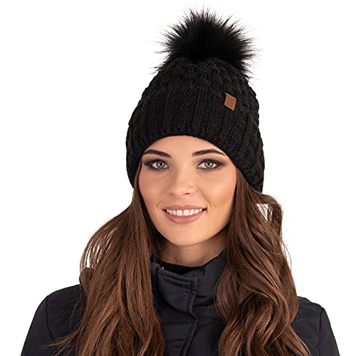 Vivisence Gorra Invernal para Mujeres 7015, Hecho En La UE, Negro,Talla Única