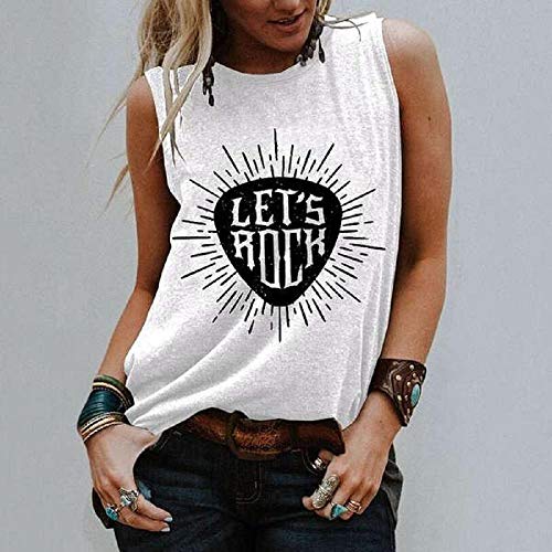 VJGOAL Camiseta sin Mangas Mujer Tank Top Deportivas Cuello Rredondo Camisetas de Tirantes Impresión de Cartas de Moda Casual de Verano Blusas de Chaleco sin Mangas Sueltas Vest