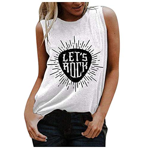 VJGOAL Camiseta sin Mangas Mujer Tank Top Deportivas Cuello Rredondo Camisetas de Tirantes Impresión de Cartas de Moda Casual de Verano Blusas de Chaleco sin Mangas Sueltas Vest