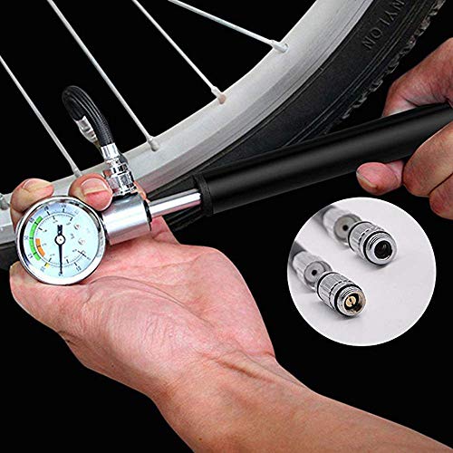 VOANZO Kit de reparación de neumáticos de Bicicleta con Mini Bomba de Bicicleta con manómetro de Alta presión de 210 PSI, Bomba portátil de Bicicleta de montaña de Alta presión