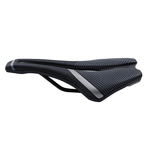 VOANZO Sillín de Bicicleta Amortiguación Asiento de Bicicleta Robusto Universal para MTB Road Mountain Bike Saddle 245x143mm (Negro + Gris)