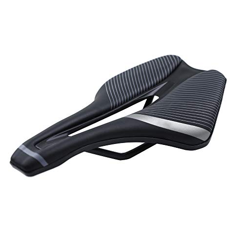 VOANZO Sillín de Bicicleta Amortiguación Asiento de Bicicleta Robusto Universal para MTB Road Mountain Bike Saddle 245x143mm (Negro + Gris)