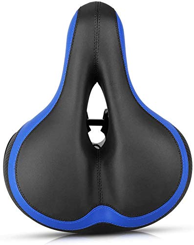 VOANZO Sillín de Bicicleta para sillín de Bicicleta, sillín de Bicicleta Ancho y Suave Cojín de Asiento de Bicicleta para Ciclistas híbridos de MTB Road Gel Comfort (Azul y Negro)